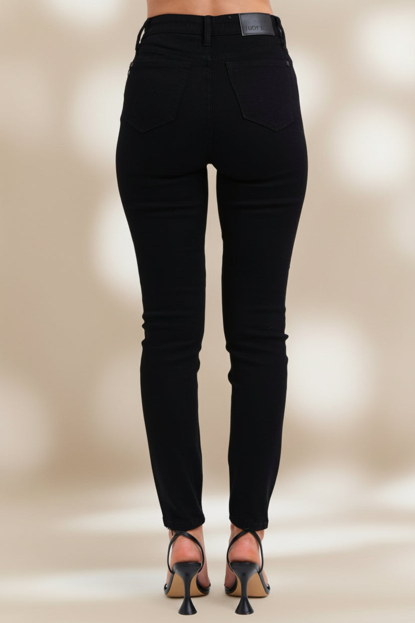 Judy Blue High Waisted Faux Leather & Denim Skinny