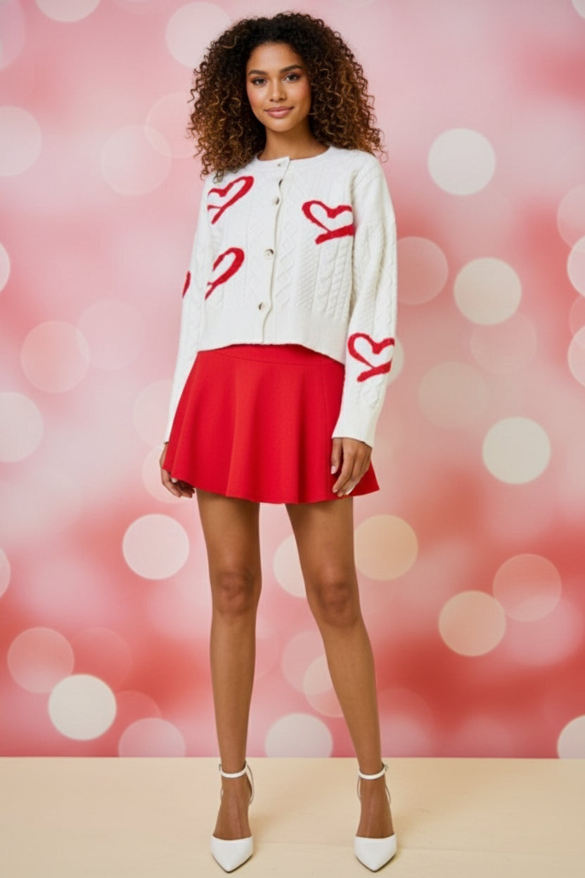 Valentines Heart Button Down Sweater Cardigan