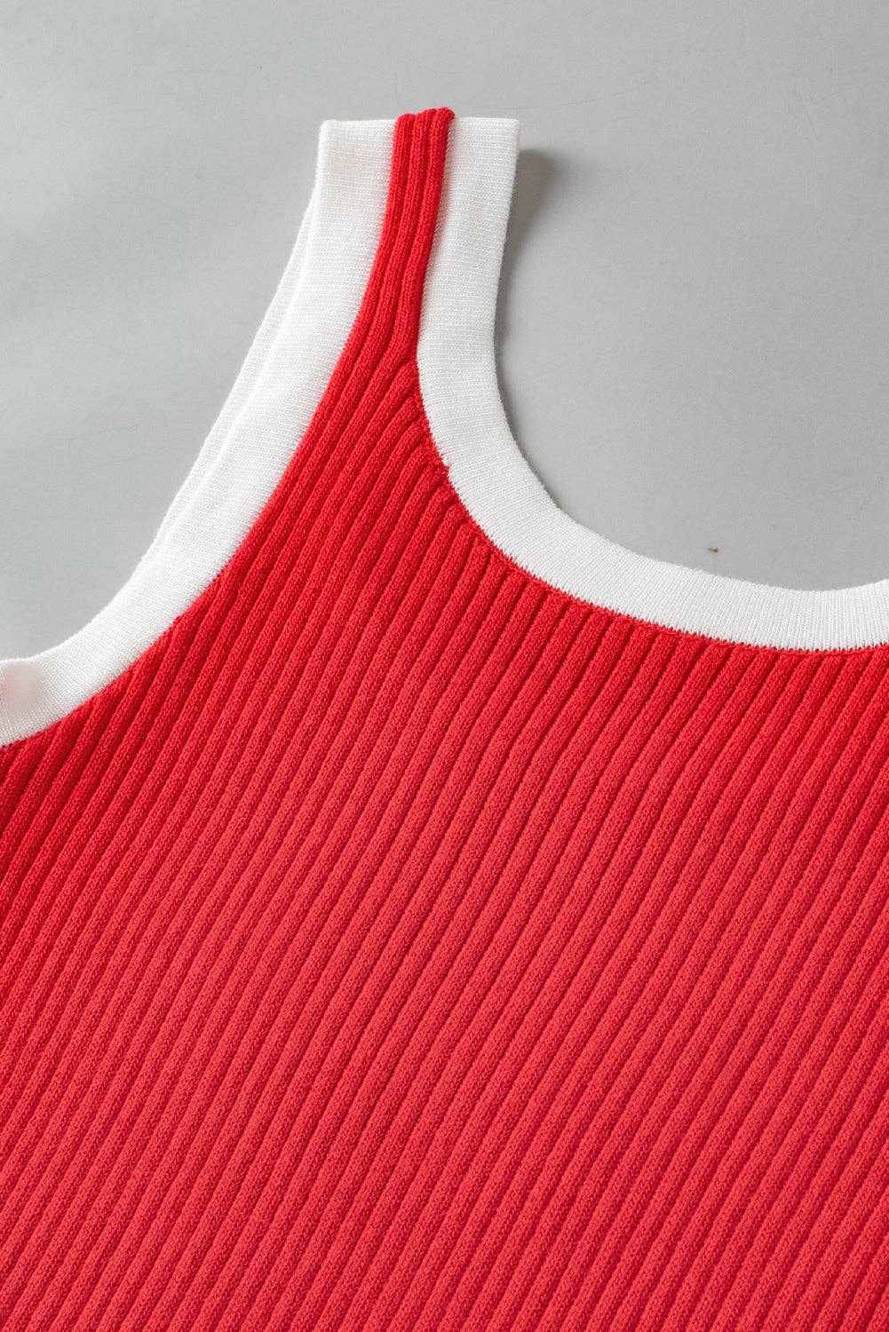 Colorblock Ribbed Knit U-Neck Tank Top for Women