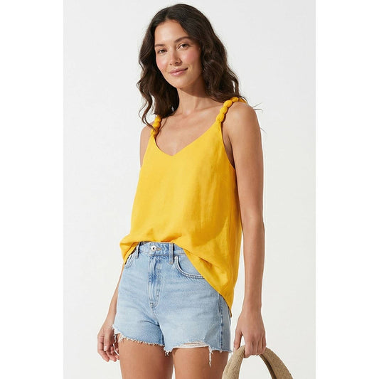 Classic V-neck Tank Top With Strap Accent