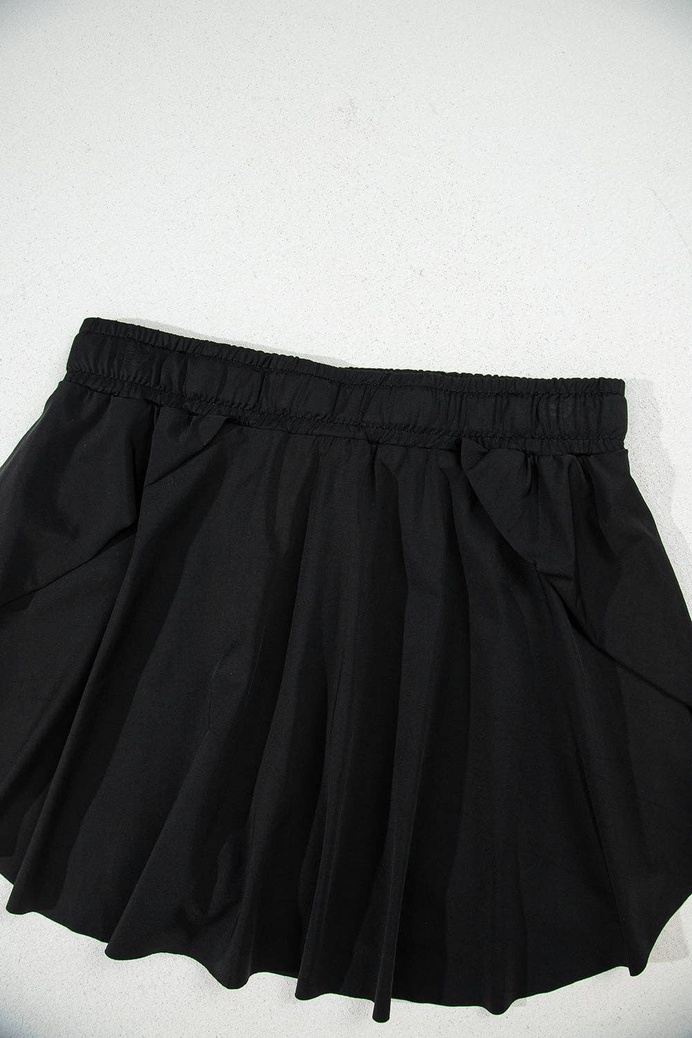 Black High Waist Drawstring Tennis Skort with Lining