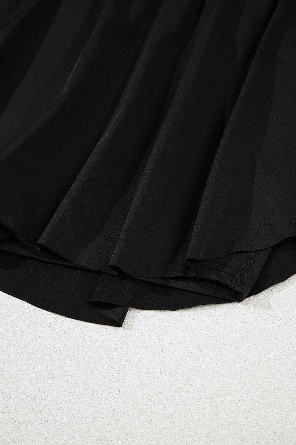 Black High Waist Drawstring Tennis Skort with Lining