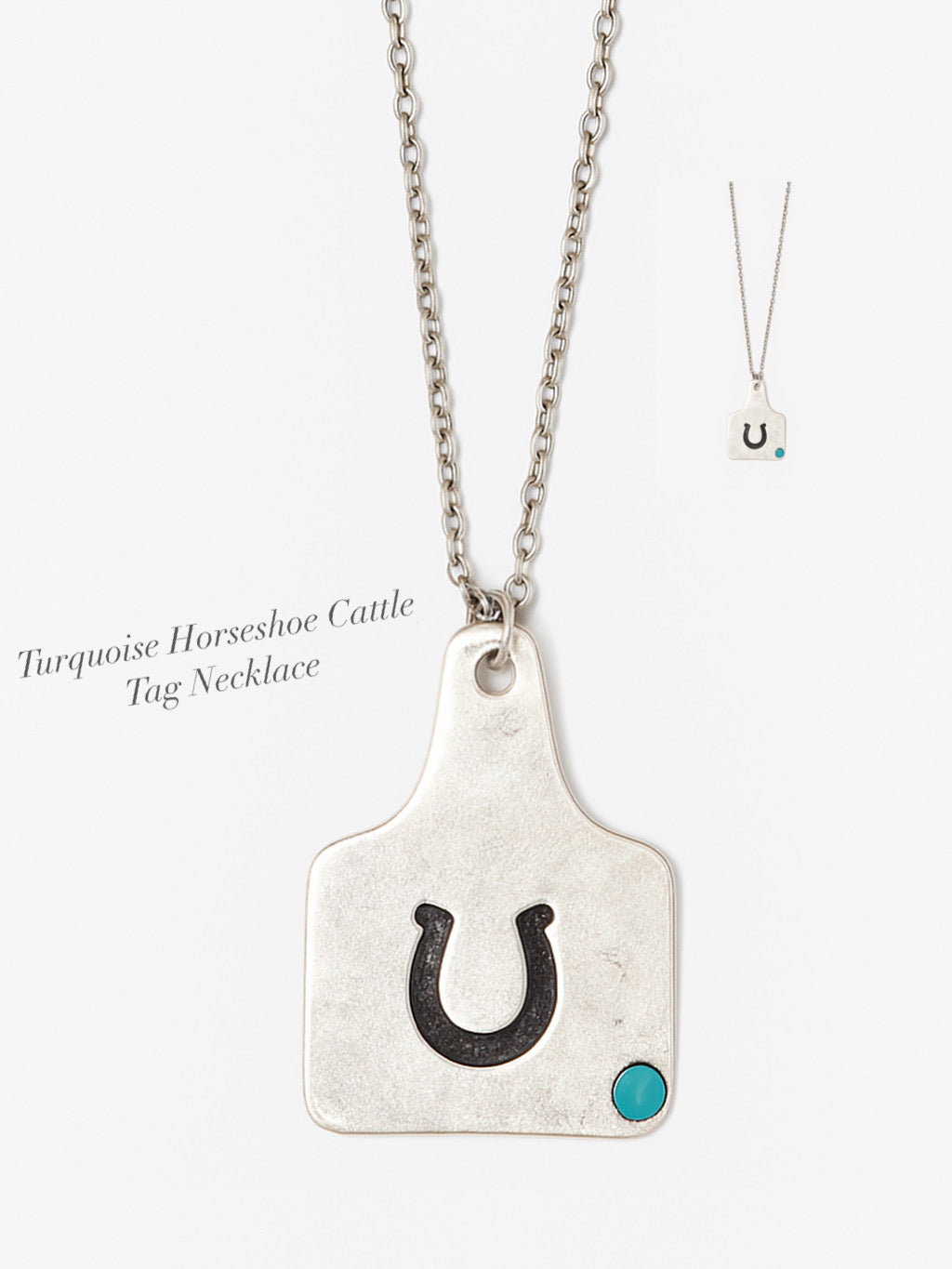 Turquoise Horseshoe Cattle Tag Necklace