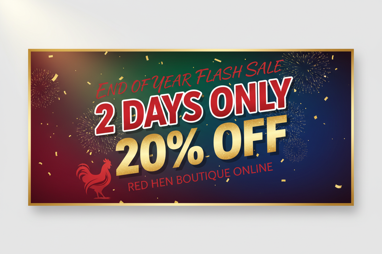 2 Days only 20% OFF END OF YEAR FLASH SALE AT RED HEN BOUTIQUE ONLINE