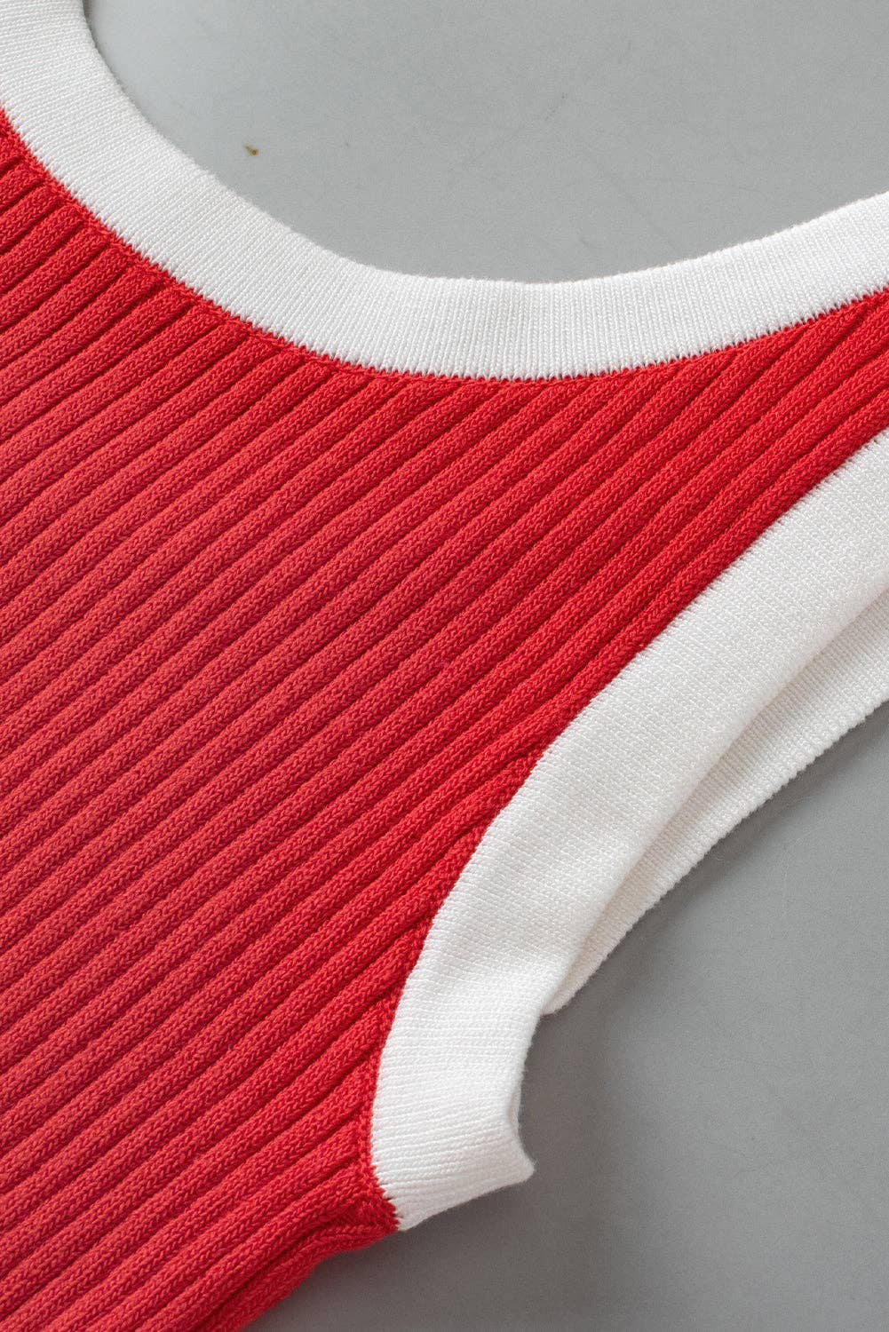 Colorblock Ribbed Knit U-Neck Tank Top for Women