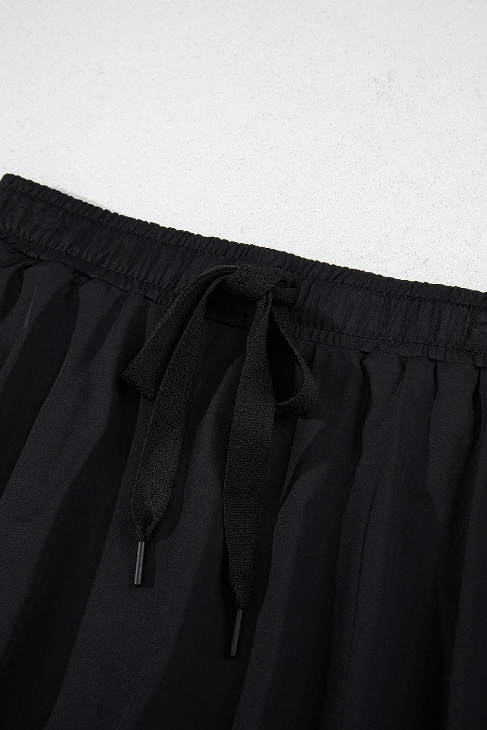 Black High Waist Drawstring Tennis Skort with Lining