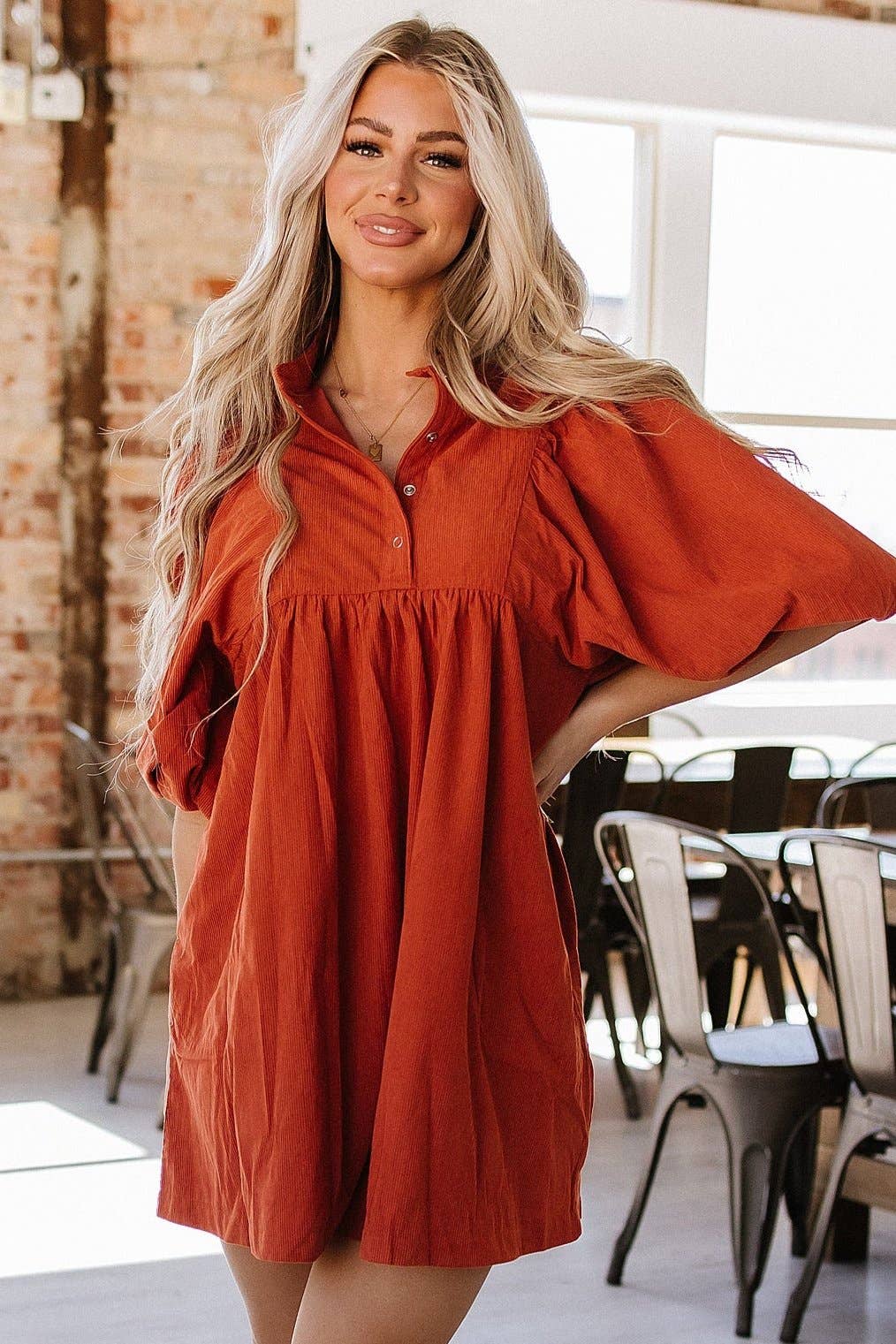 Jakell Button Corduroy Dress | S-XL