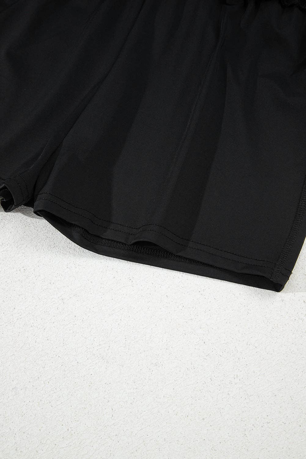 Black High Waist Drawstring Tennis Skort with Lining