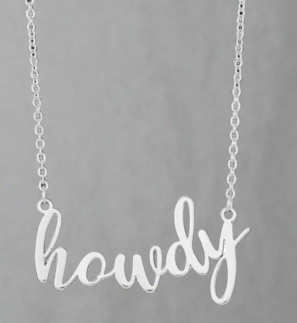 Silver 'howdy' necklace 
