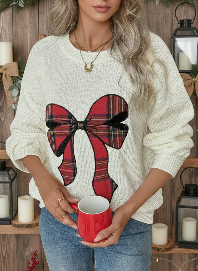 Festive Bow Accent Sweater