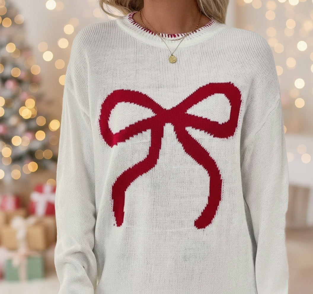Loose-Fit Long Sleeve Round Neck Christmas Sweater