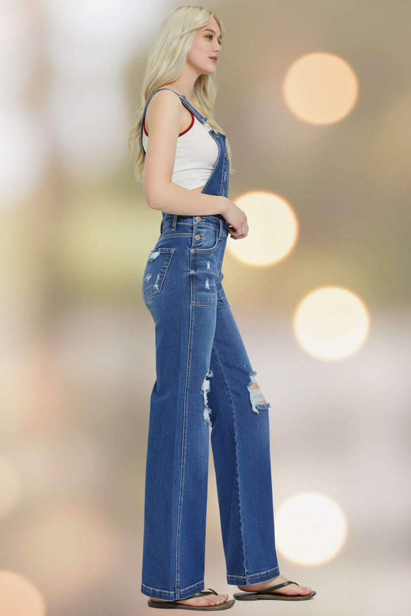 Front Patch Pocket Wide Leg Overalls