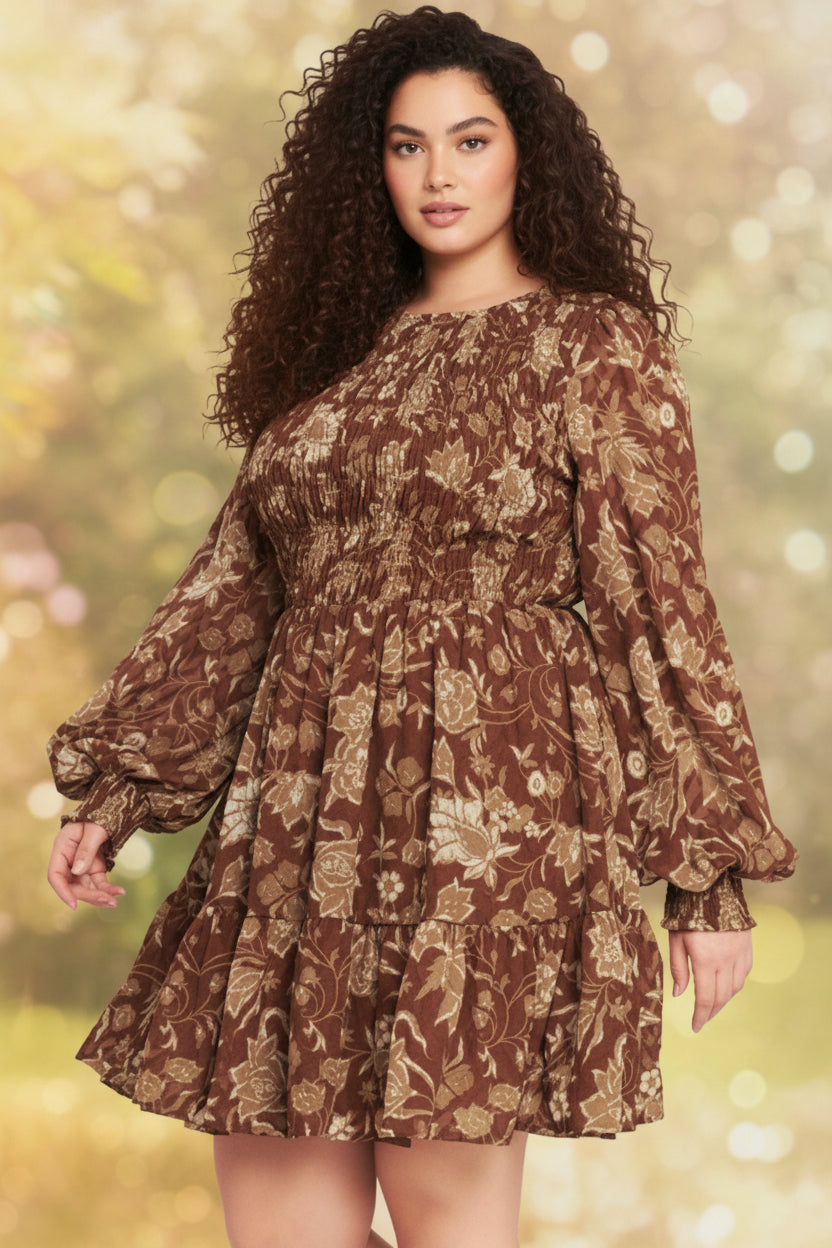 Printed Woven Plus Size Mini Dress