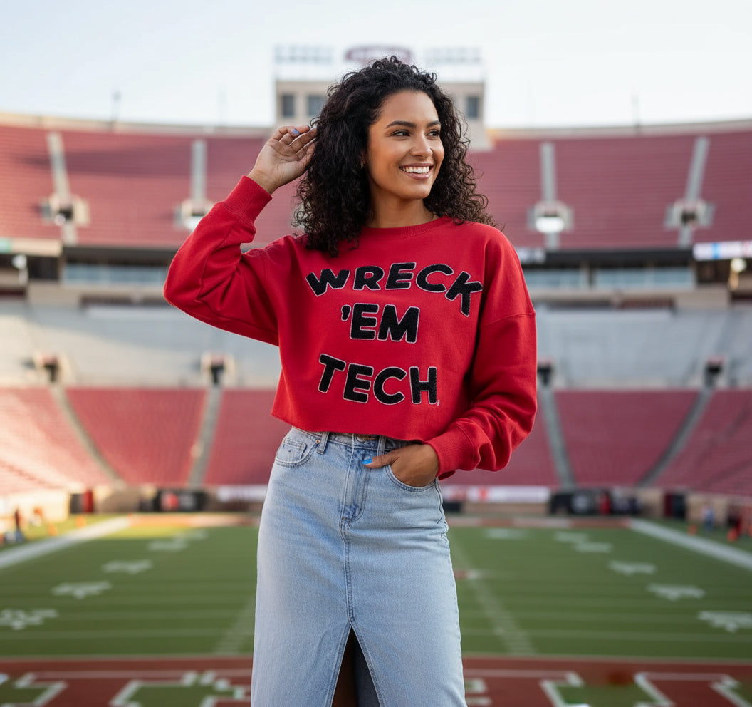 Texas Tech Pre-Order Collection Perkins Chenille Cropped Longsleeve