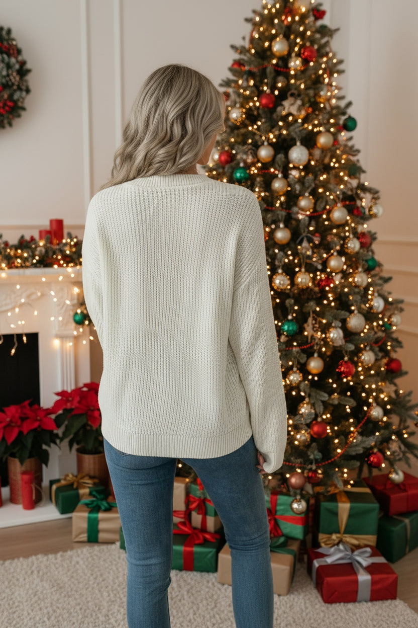 Festive Bow Accent Sweater