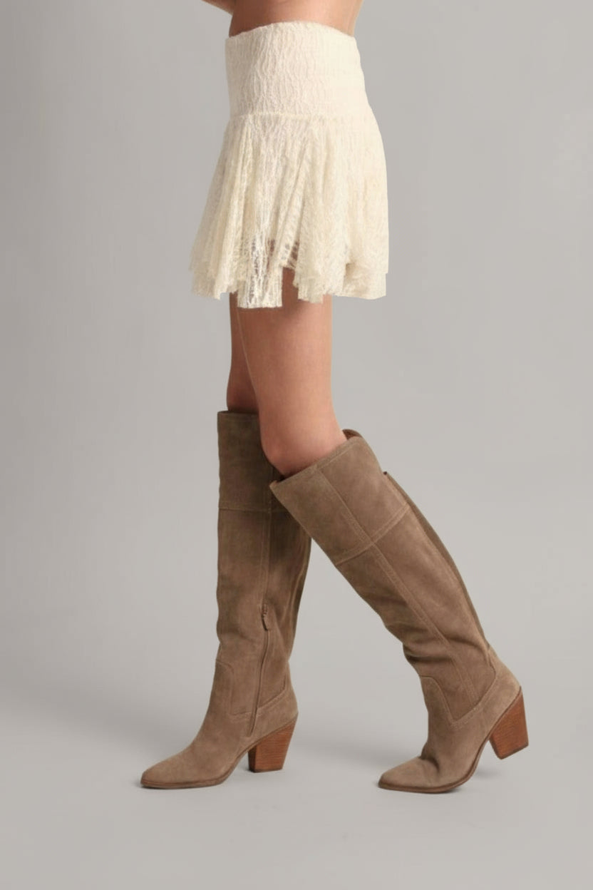 Pre-Order Collection- Textured Printed High Waist High-Low Mini Skort