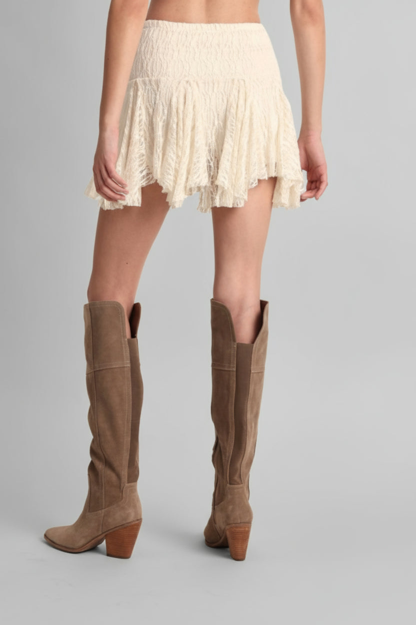 Pre-Order Collection- Textured Printed High Waist High-Low Mini Skort