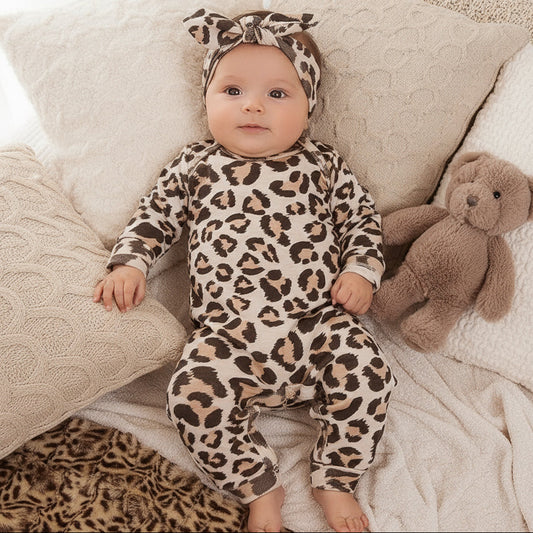 A Little Pumpkin Pre-Order Collection- Leopard Baby Romper- Soft 100% Cotton Newborn Girl Outfit