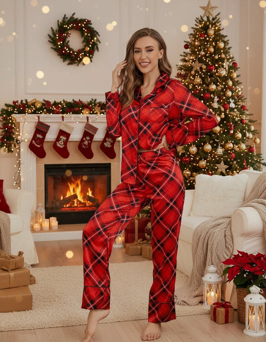 New Year Christmas Silk Shirt and Trouser Set