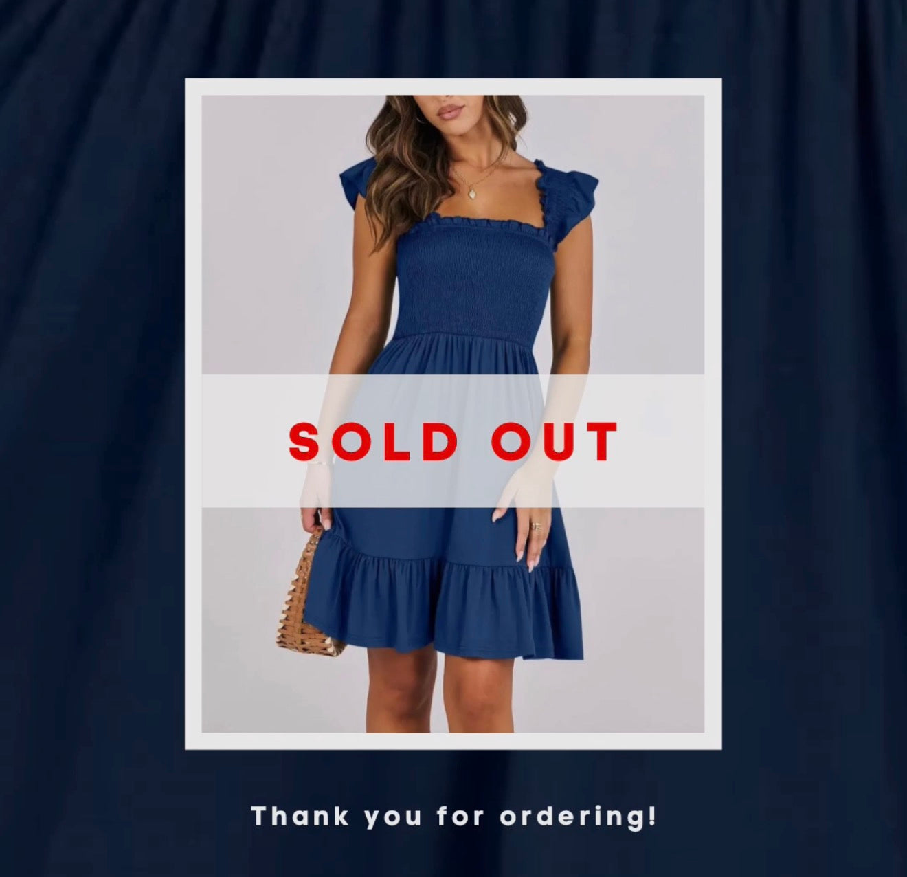 Smocked Square Neck Ruffle Sleeve Midi Dress