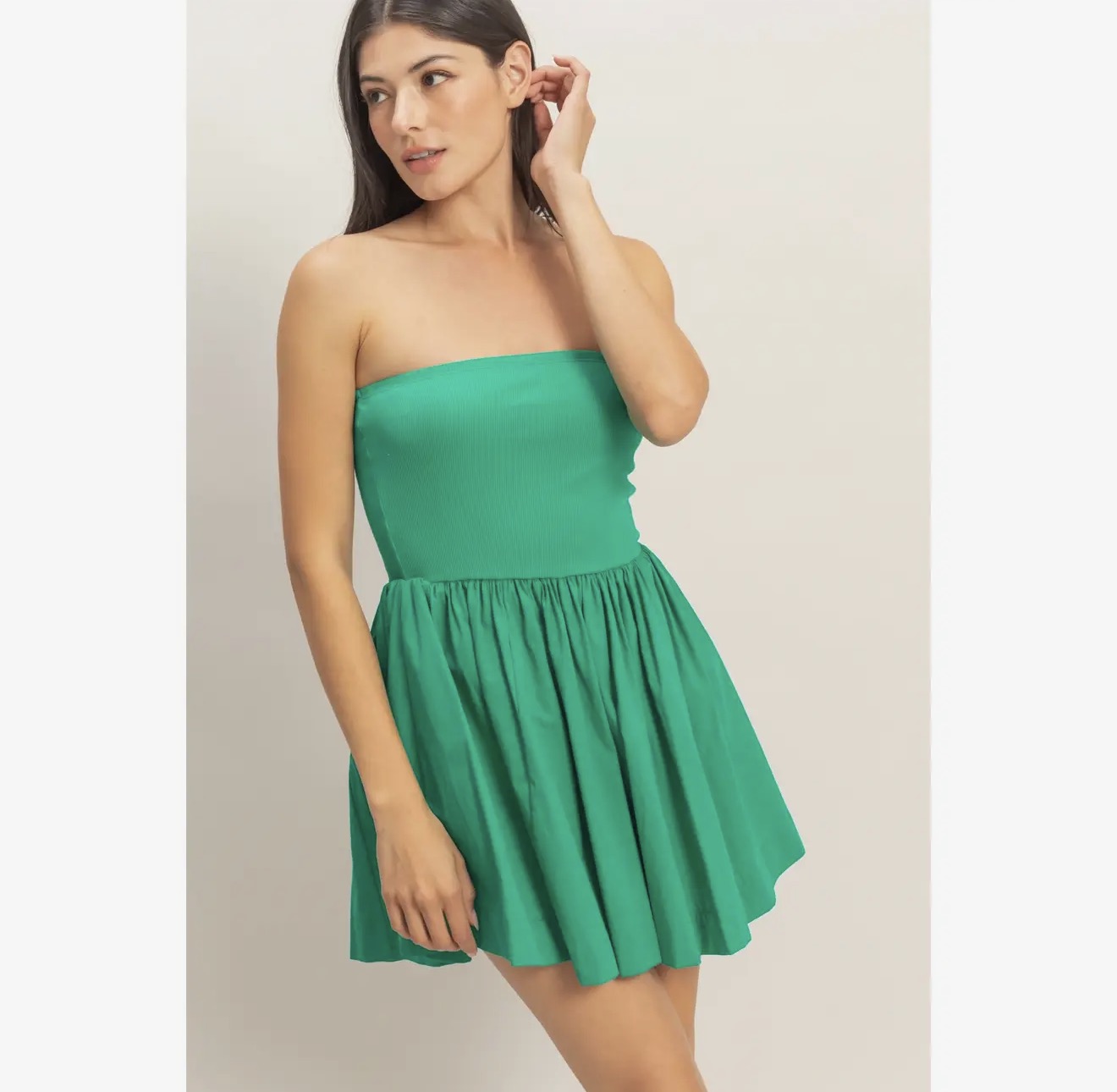 Strapless Flowy Mini Dress