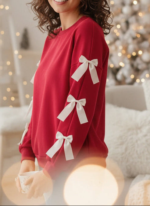 Red Bow Crewneck Christmas Sweater Shirt