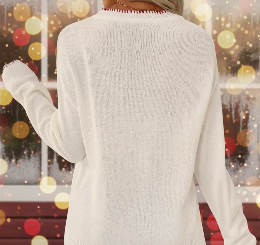 Loose-Fit Long Sleeve Round Neck Christmas Sweater