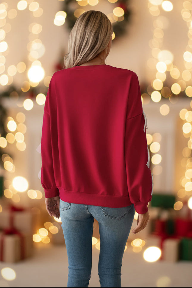 Red Bow Crewneck Christmas Sweater Shirt