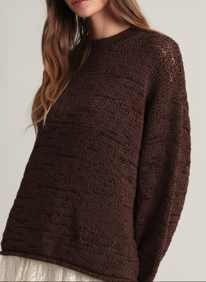 Pre-Order Collection- Loosen Crew Neck Long Sleeve Net Knit Sweater