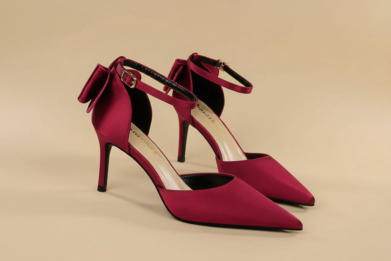 Woman’s Shallow Pointed Toe Hollow Bow High Heels