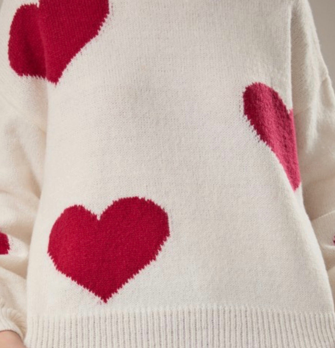 Long Sleeve Crew Neck Heart Sweater