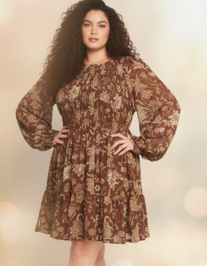 Printed Woven Plus Size Mini Dress