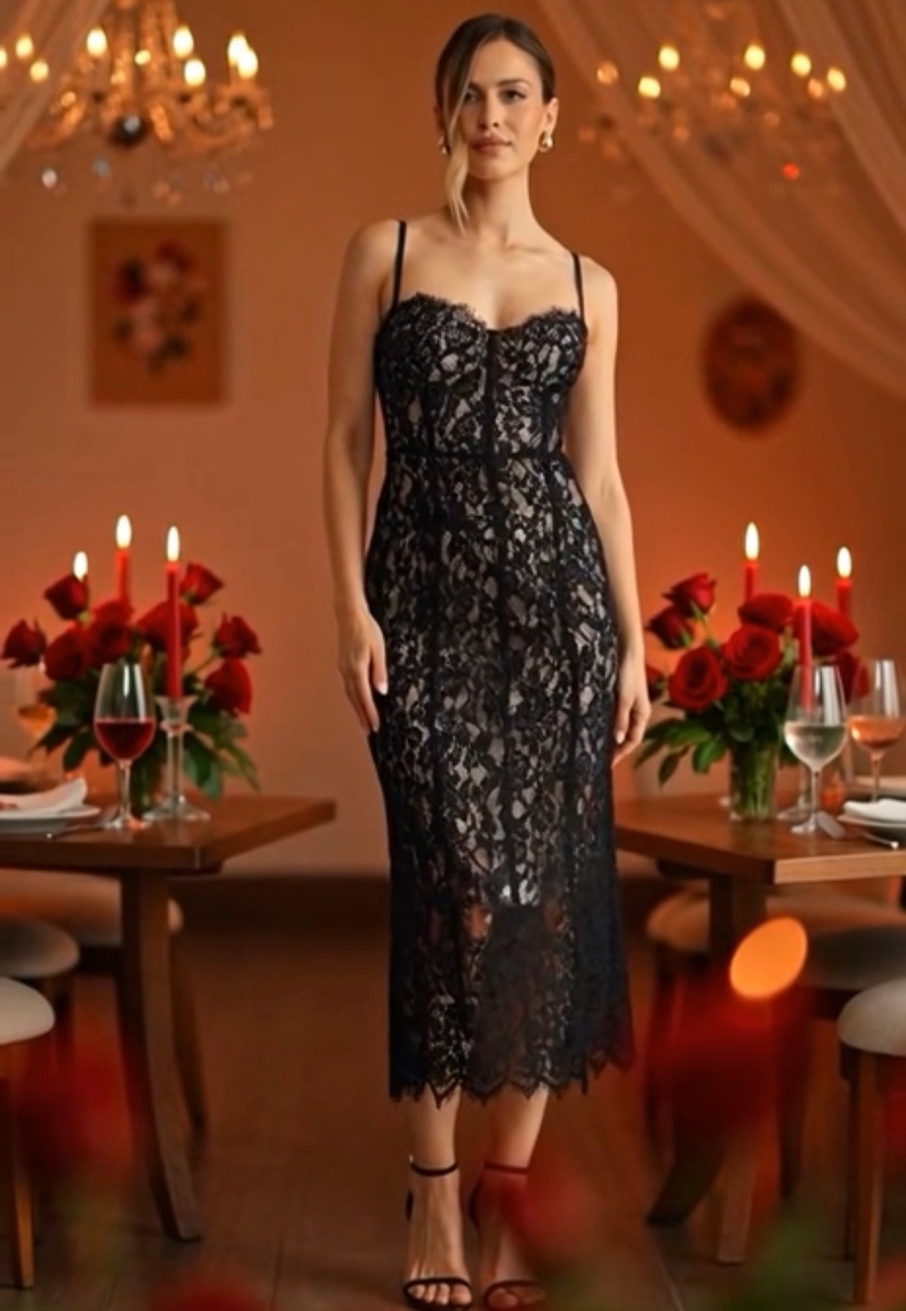 Midnight Lace Corset Midi