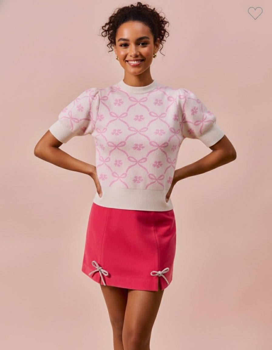 Rhinestone Ribbon Holiday Velvet Skirt