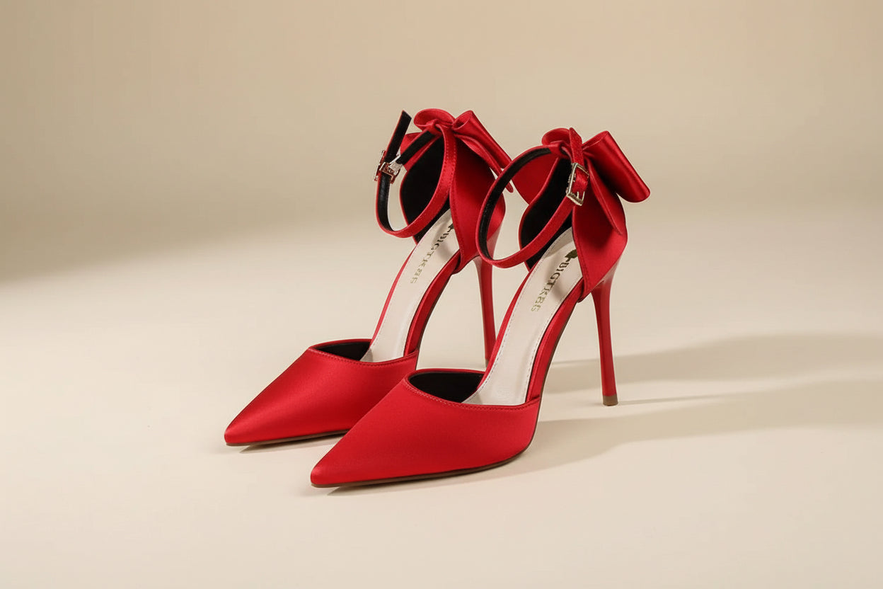 Woman’s Shallow Pointed Toe Hollow Bow High Heels