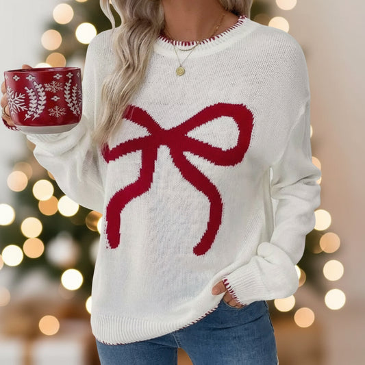 Loose-Fit Long Sleeve Round Neck Christmas Sweater