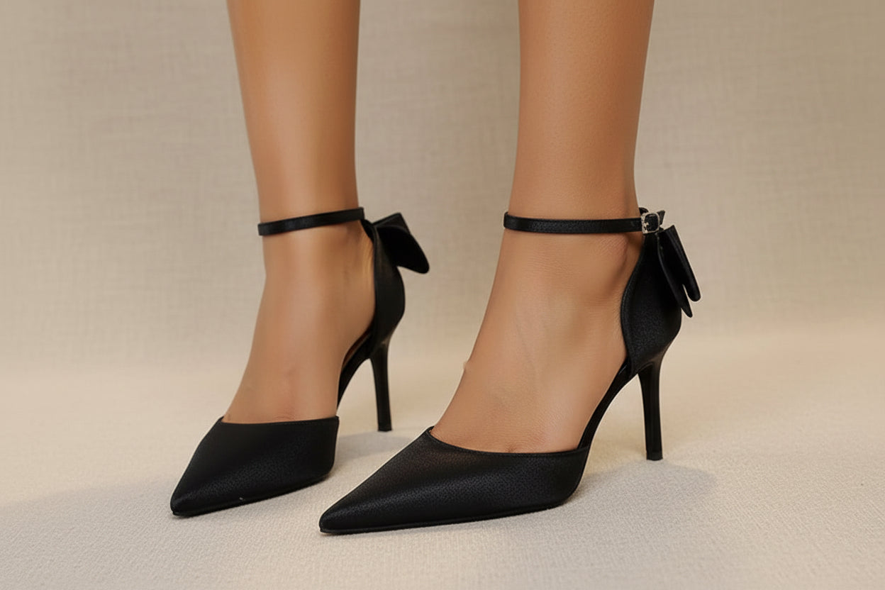 Woman’s Shallow Pointed Toe Hollow Bow High Heels