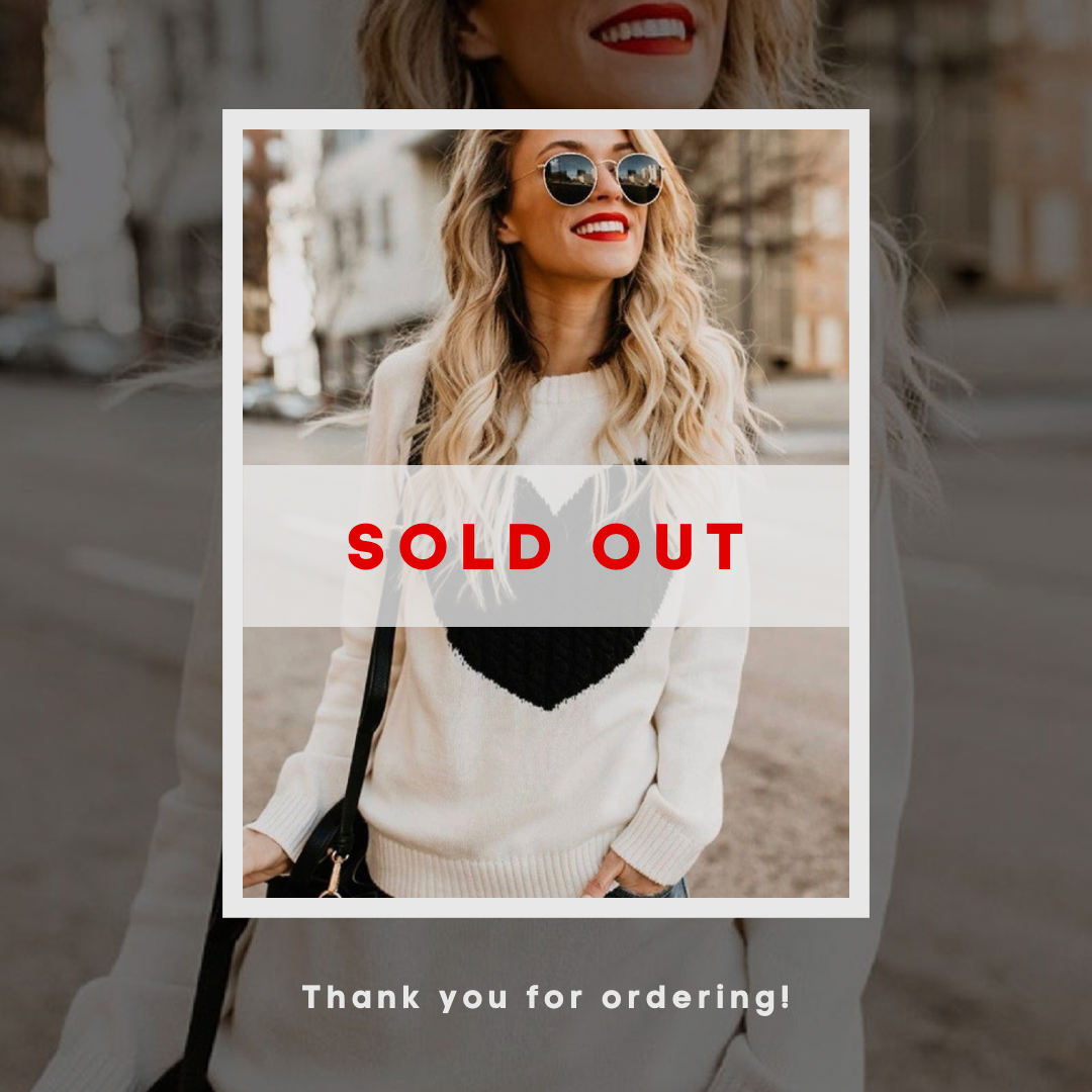 KNITTED ROUND NECK PULLOVER HEART SWEATER