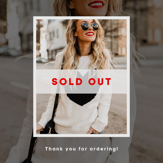 KNITTED ROUND NECK PULLOVER HEART SWEATER