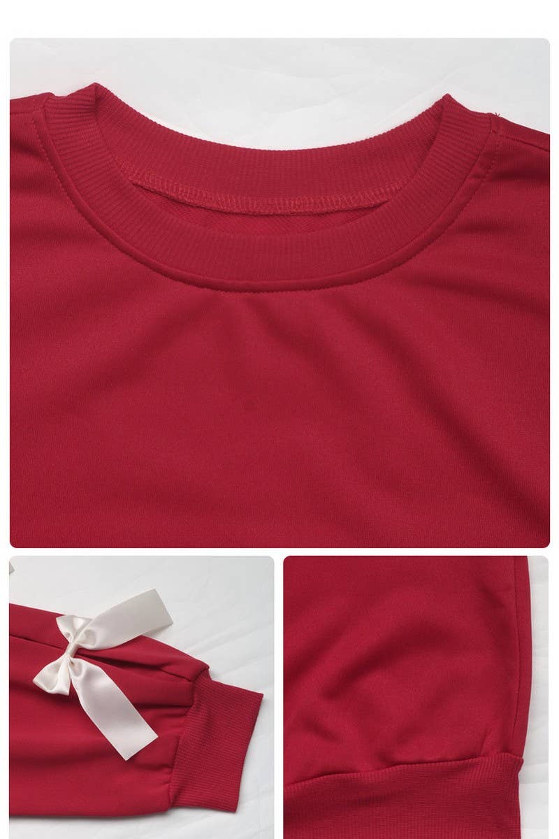 Red Bow Crewneck Christmas Sweater Shirt