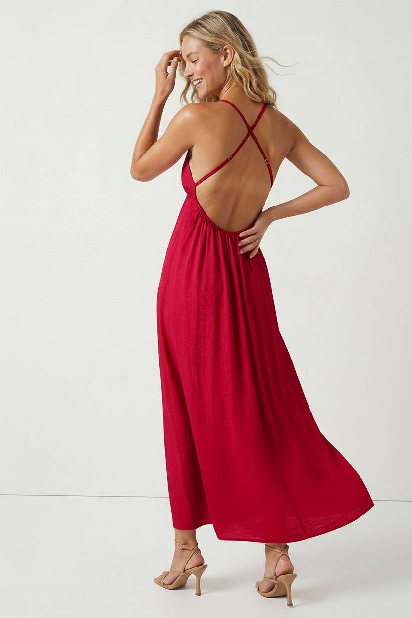 Open Back Neck Maxi Dress