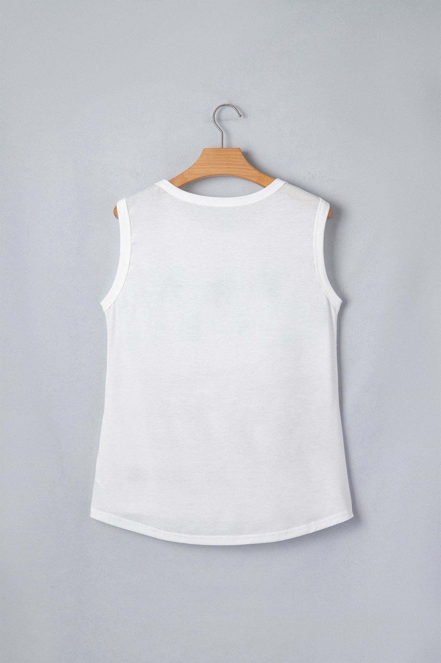 White Vintage Stars and Stripes Printed Casual Tank Top