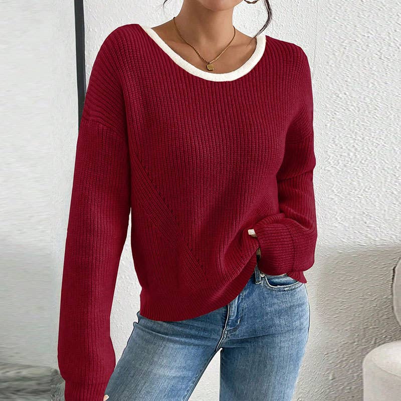 Christmas Bow Decor Backless Knit Pullover Sweater